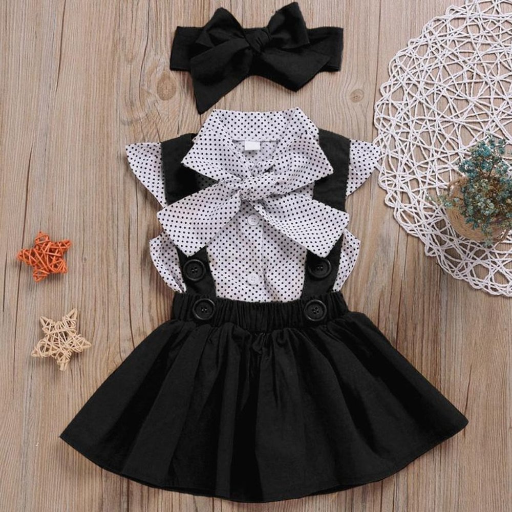 3pcs Polka Dot Dress & Headband